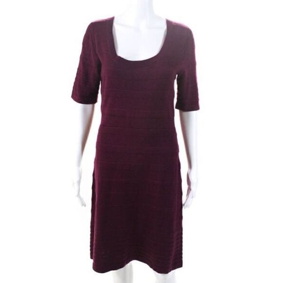 Calvin Klein Women’s Size Medium A Line Dress Purple Scoop Neck Half Sleeve - Picture 3 of 11